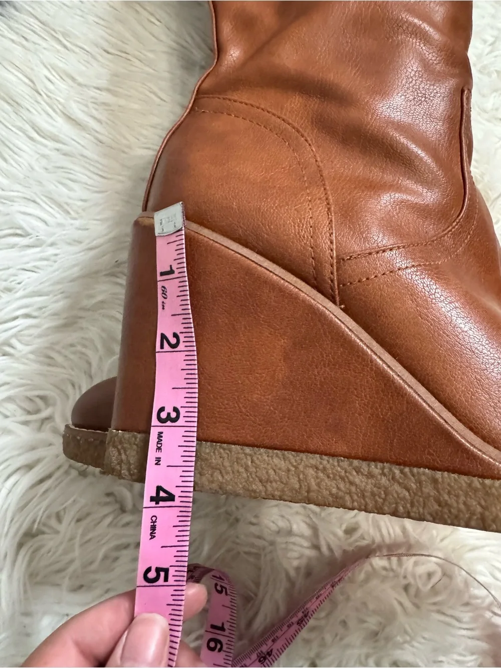 Zodiac Womens Iggy Wedge Boots Mid Calf 8.5 cognac